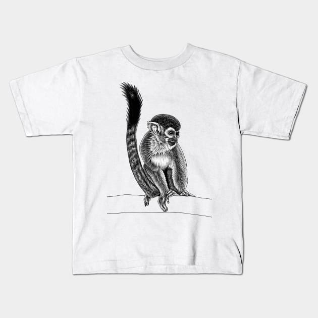 Squirrel monkey Kids T-Shirt by lorendowding